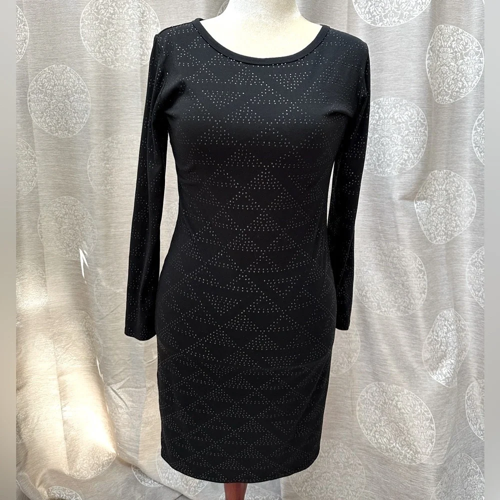 LulaRoe Black Beaded Long Sleeve Knit Dress Size M Career Cocktail Minimalist